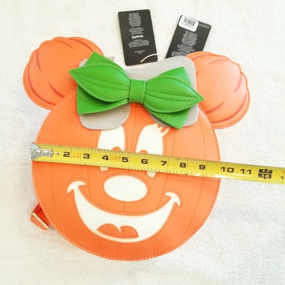 Loungefly Disney Glow Face Minnie Pumpkin Double Strap Backpack Purse Halloween - Picture 11 of 15